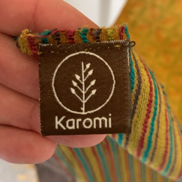 Karomi Indian scarf/stole pattern with stripes- warm jewel/earth tones 100% silk - Picture 3 of 9